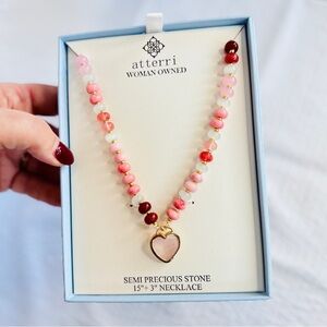 Atterri Semi-Precious Stone Heart Necklace | 15” + 3” Extender